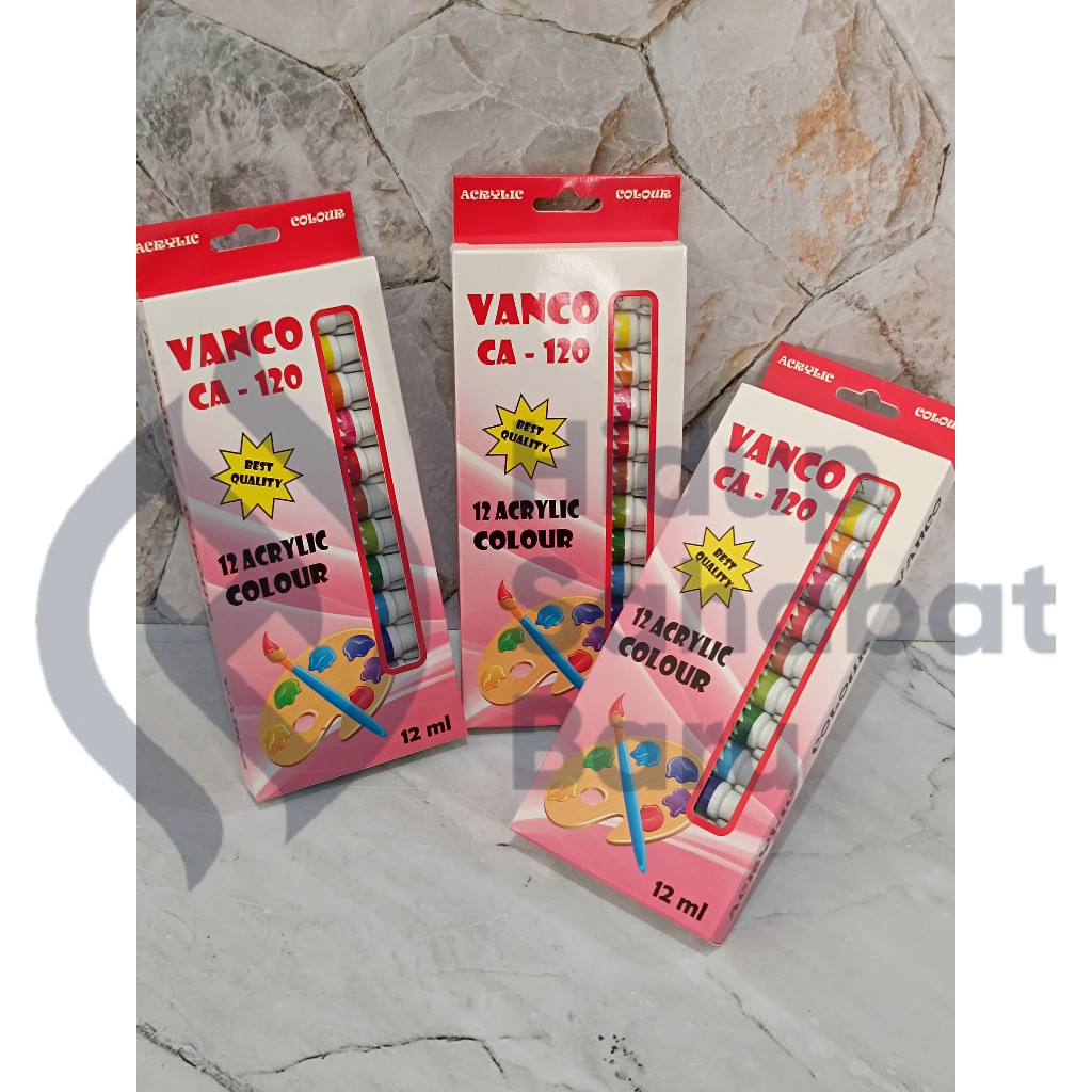 

SATU SET ( 12 WARNA ) Cat Akrilik / Cat Acrylic Vanco