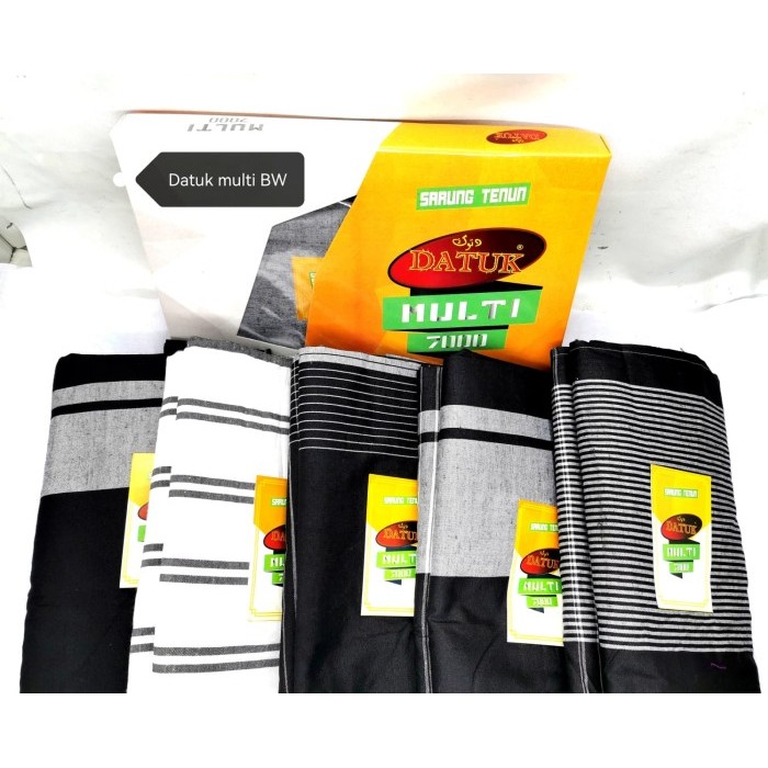 Sarung Hitam Putih Motif Garis Kain Adem Premium