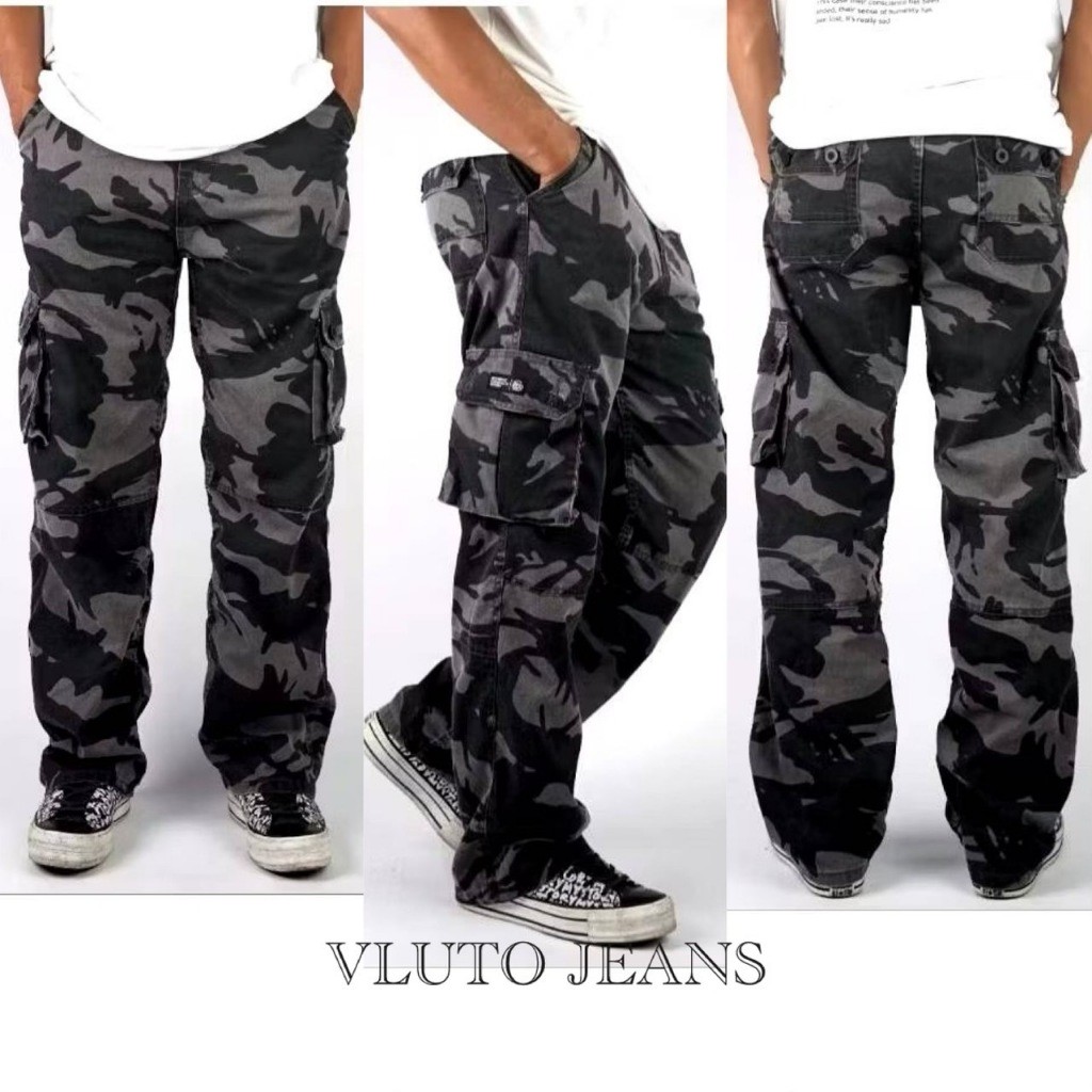 Celana Cargo Loreng Army Gombrong Tebaru / Cargo Camo Reguler Fit Standar Non Stretch