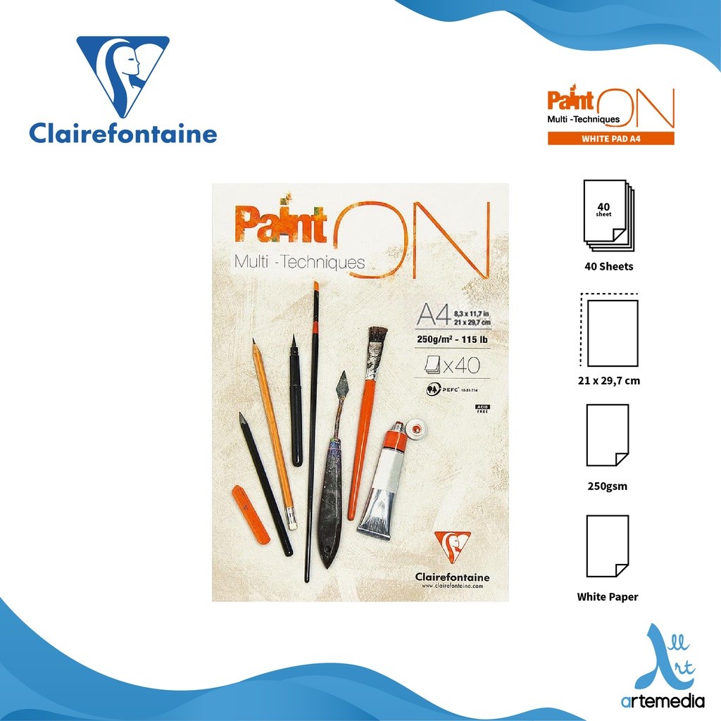 

Gramedia Surabaya - Clairefontaine Paint On White Multi Technique Sketch Pad Sketchbook A4