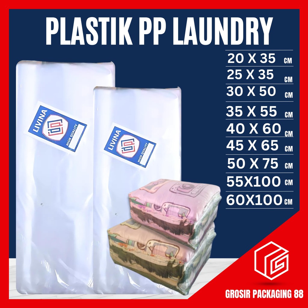 Plastik Laundry PP Bening Kantong Plastik Packing Baju Londry Buket Bucket Bunga Kiloan Tebal