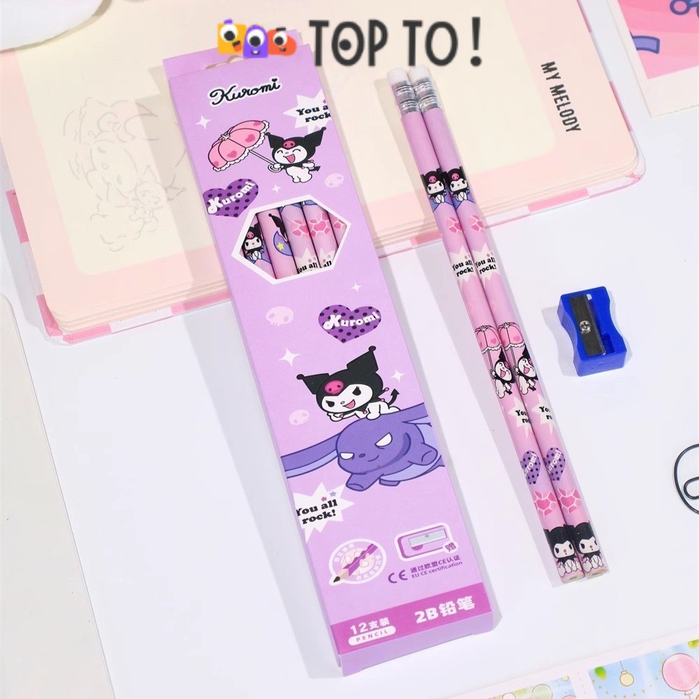 (12 pcs) Pensil 2B HB Karakter / Pencil Kayu 2B HB Fancy Kartun Lucu