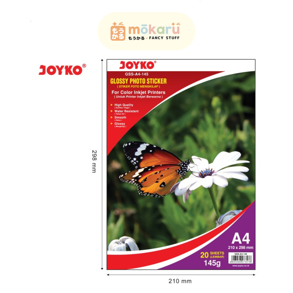 

Joyko Glossy Photo Sticker GSS-A4-145 20 Sheets/ Kertas Sticker Foto Murah