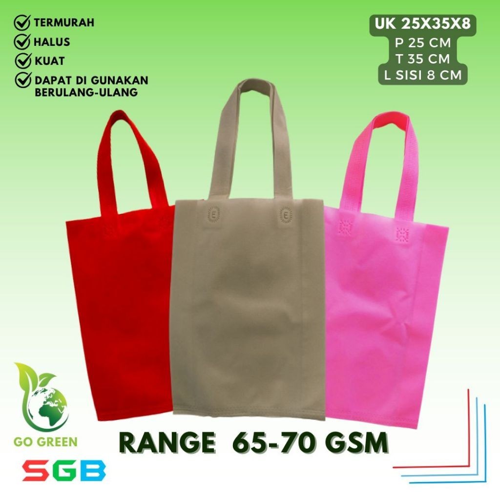 

1 BIJI / per PCS Tas Spunbond HLs 25x35x8 70gsm / Goodie Bag