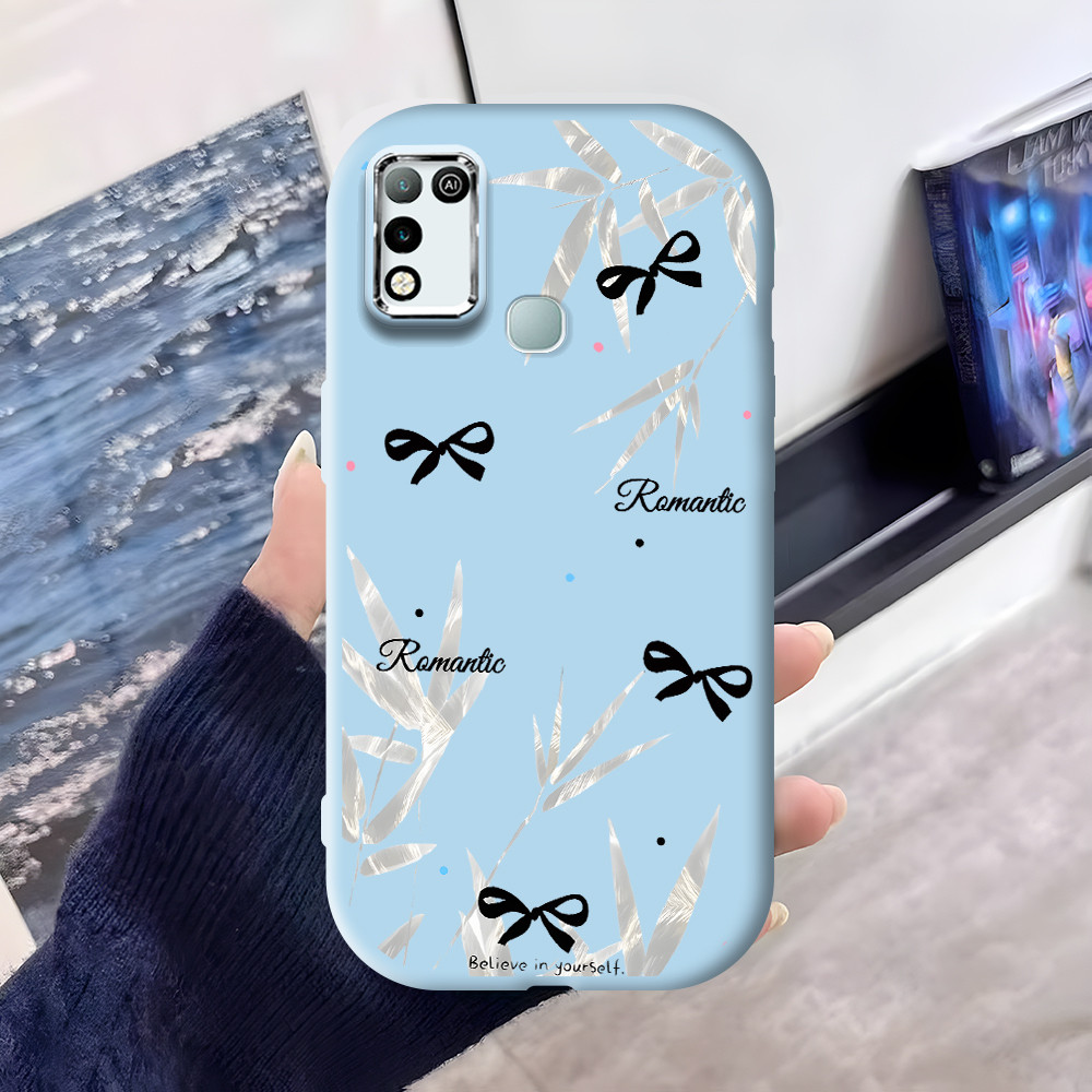 Infinix Hot 10 Play 11 Play New Original Exquisite Bow Silver Bamboo Pattern Design Silver Edge Lens