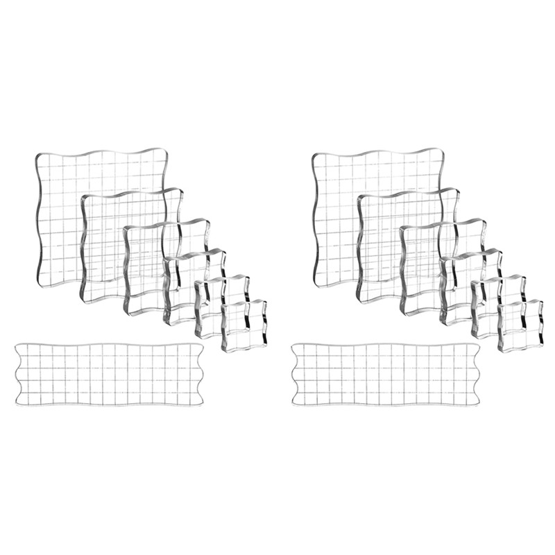 

14 Pieces Clear Stamp Blocks, Acrylic Stamping Blocks Tools Set With Grid For Scrapbooking Crafts, Cards, Schedule Book