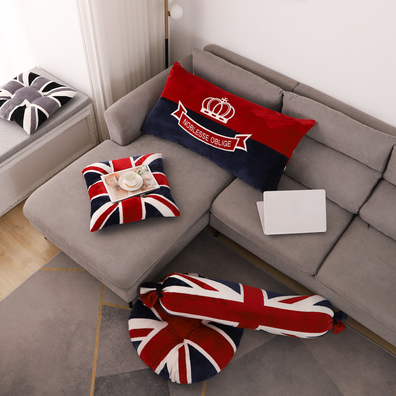 

British Style Cylindrical Pillow Union Jack Decorative Cushion European Window Seat Pad Wholesale Chair Cushion Floor Cushion