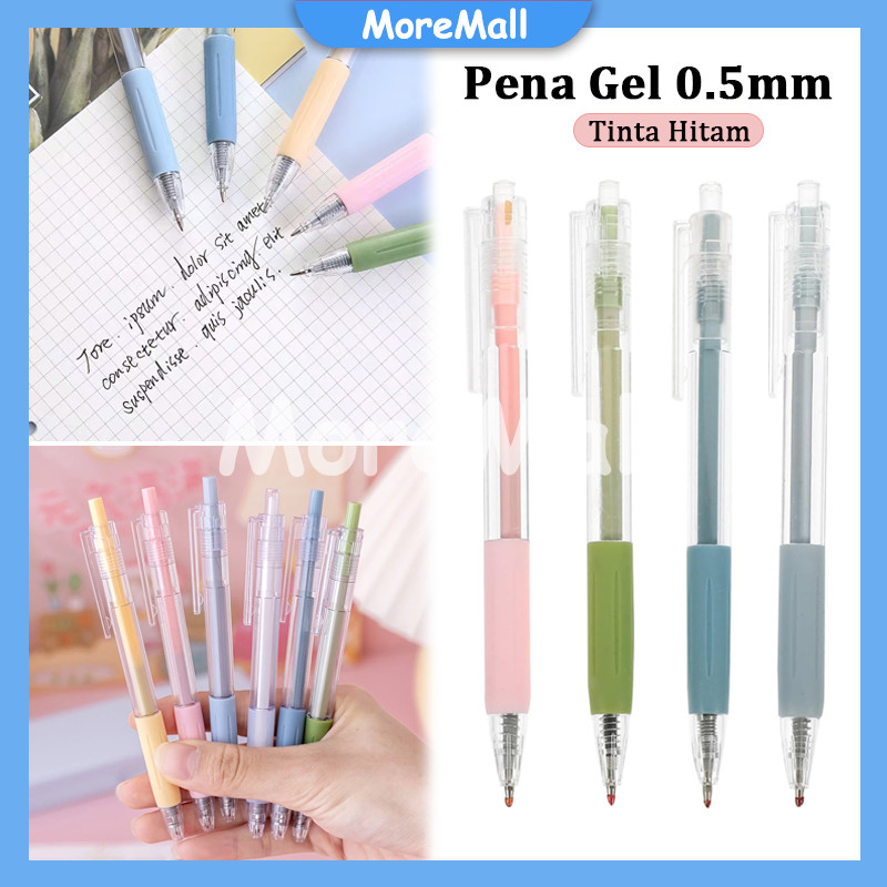 

Pena Gel 0.5mm Tinta Hitam / Bolpoint Polos / Pulpen Cetekan Transparant Polos