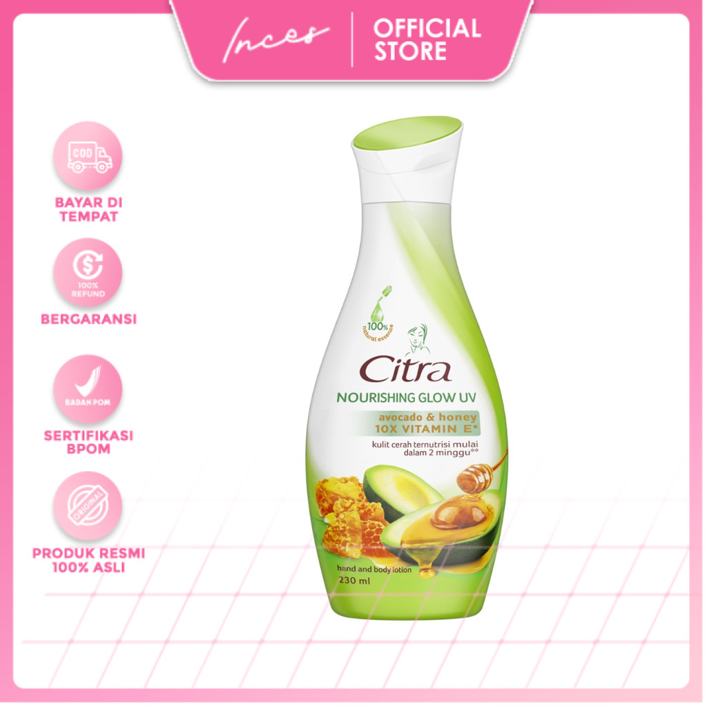 𝓲𝓷𝓬𝓮𝓼 - Citra Hand Body Nourishing Glow UV Avocado & Honey 20X Vitamin E || 230 ml
