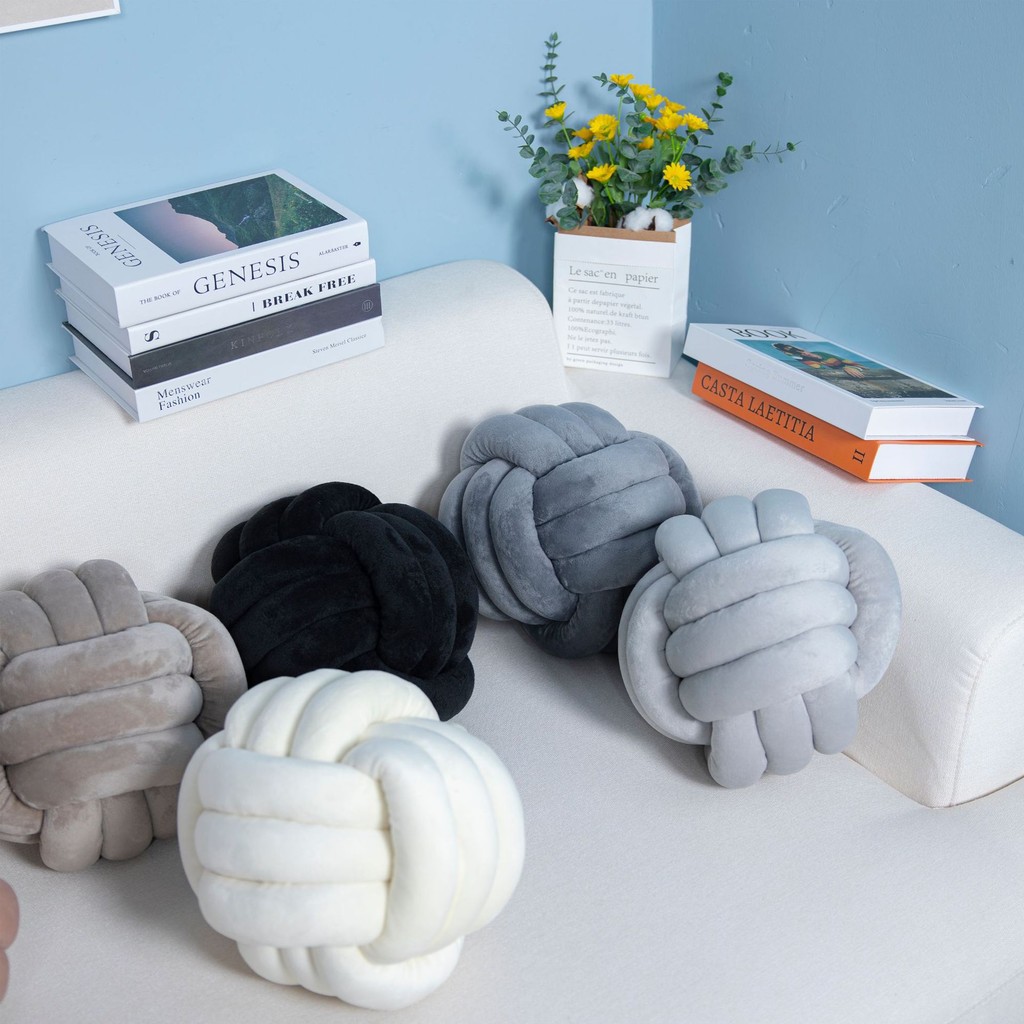 

7inch Fluffy Soft Knot Spherical shape Throw Pillow Decorative Home Pillows For Living Room Sofa Couch Cushion Pillow Cushions