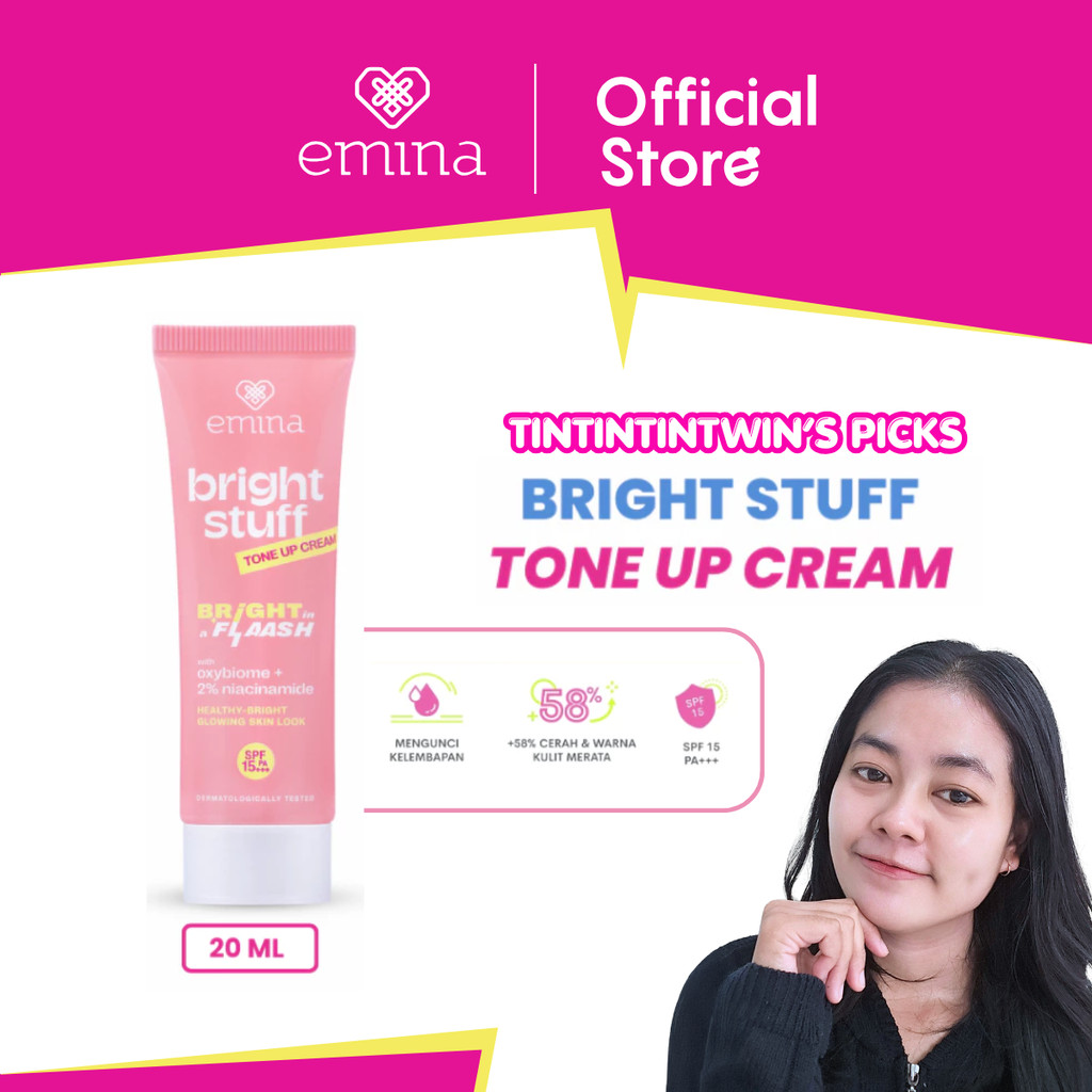[TINTINTINWIN' PICK] NEW Emina Bright Stuff Tone Up Cream 20 mL - Pelembab Wajah Mencerahkan Instan,