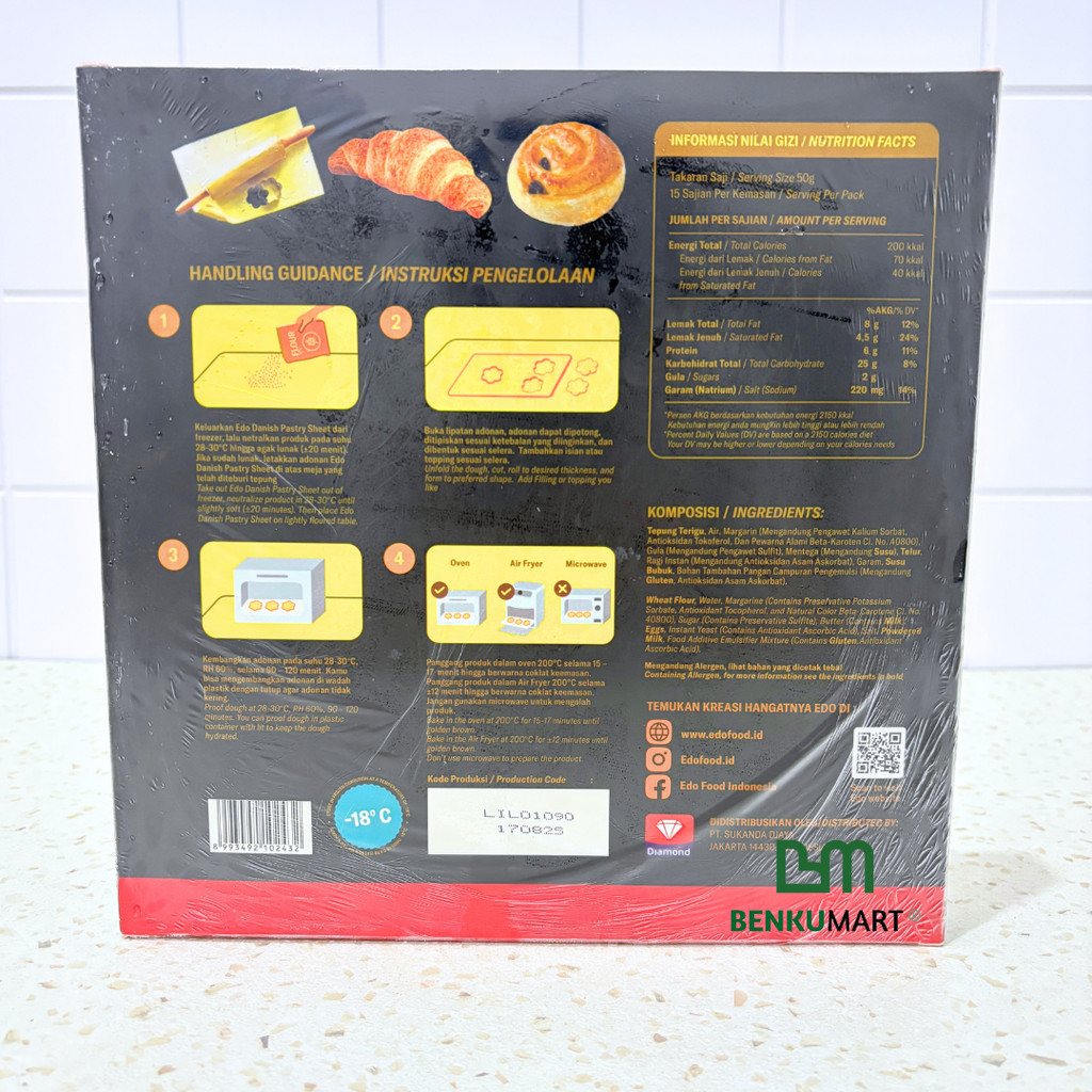 

RB Danish Pastry Sheet Edo 750 gr - Lembaran Adonan Pastri - PROMO - HALAL