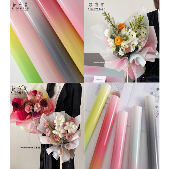 

(20Lembar) SINOWRAP Flower Wrapping Paper Gradient Candy Opp / Kertas Bunga Buket Warna Gradiasi Cellophane