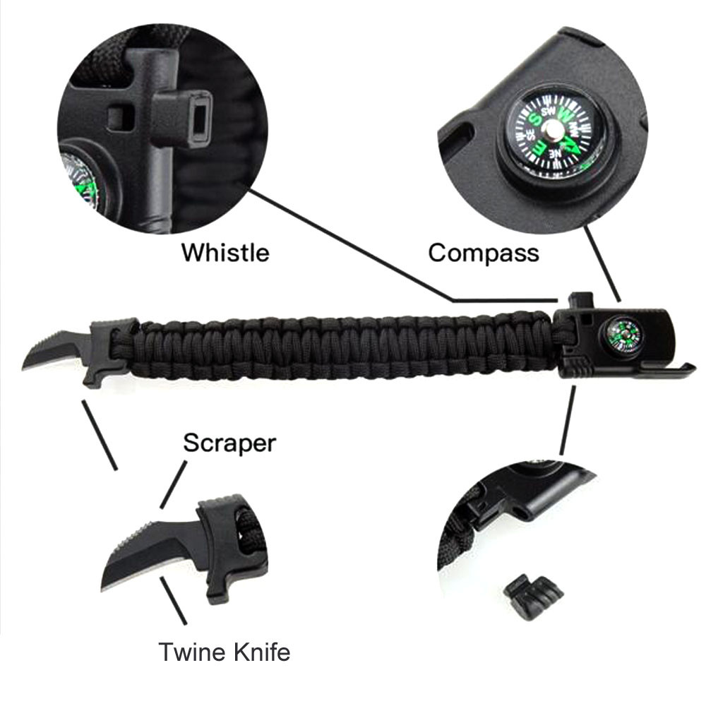 

Gelang Kompas Peluit Pisau Survival EDC Parachute Bracelet