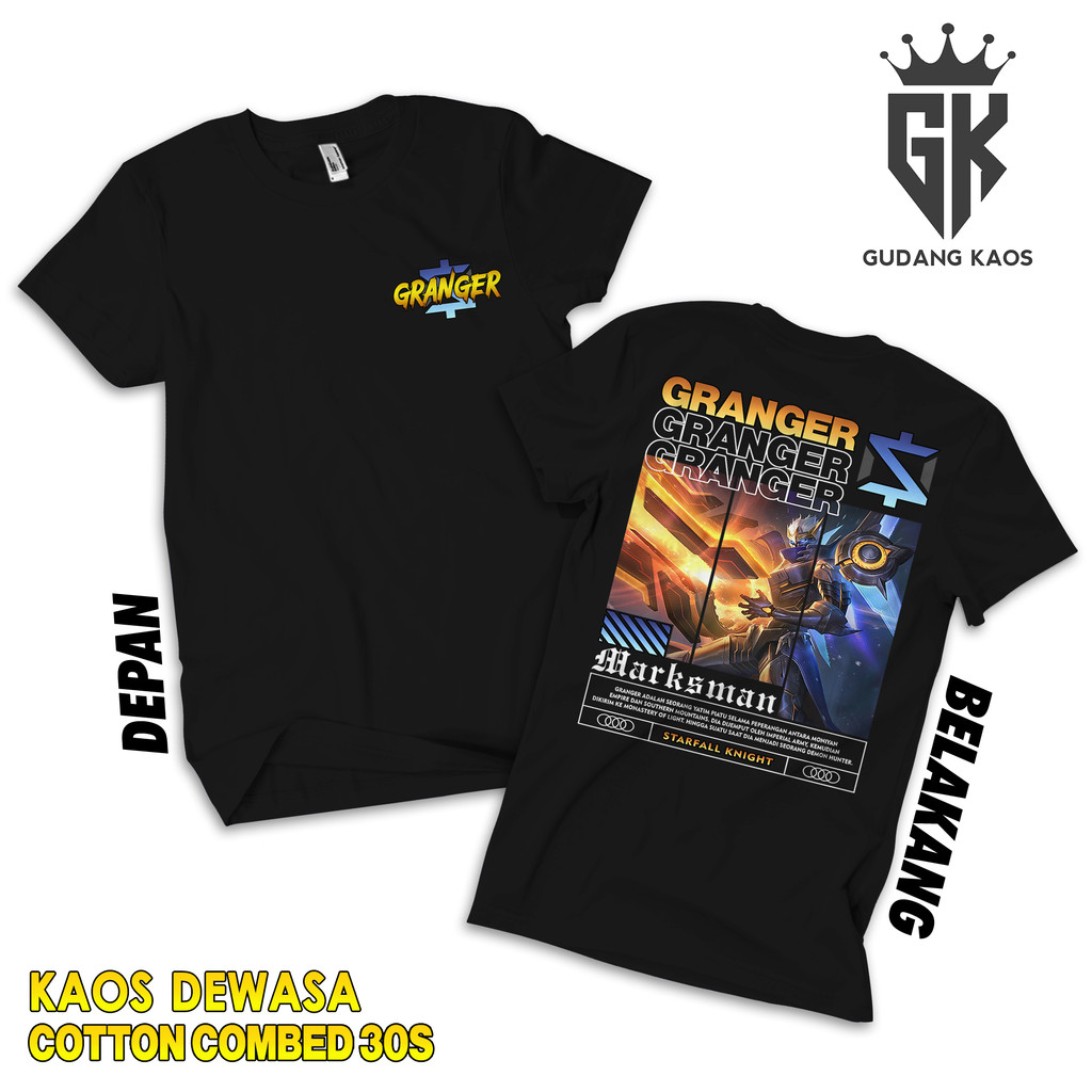 Kaos Hero Mobile Legend Motif Granger Starfall Knight Marksman- Baju T-Shirt- Kaos Distro Pria Cotto