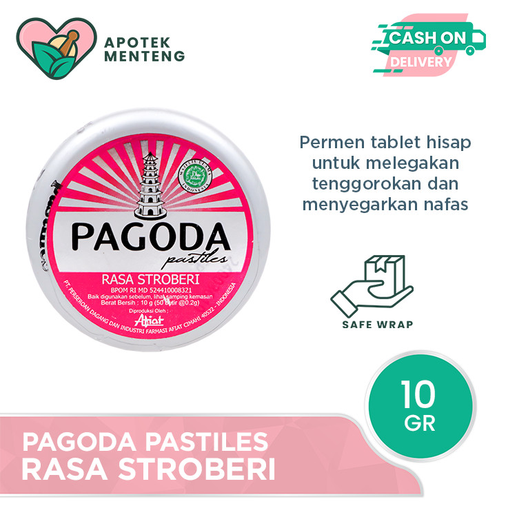 

Pagoda Pastiles Rasa Stroberi 10 Gram - Permen Pelega Tenggorokan