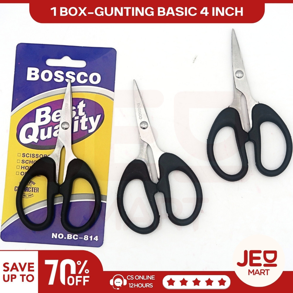

HJK 1 Box isi 12 Gunting Scissors BOSSCO (4 inch~6 Inch-8 Inch) BC-814~816~818