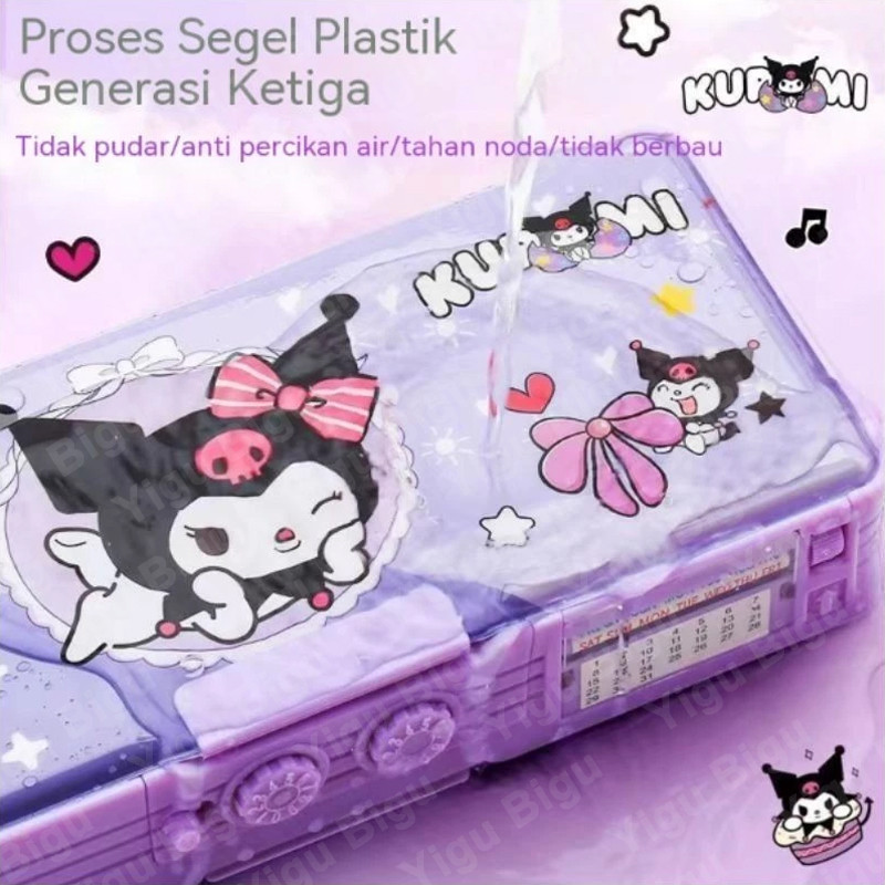 

9-in-1 Kotak Pensil Kunci Kode Kuromi / Bahan Tahan Air Sanrio Tempat Pensil Password / Multifungsi