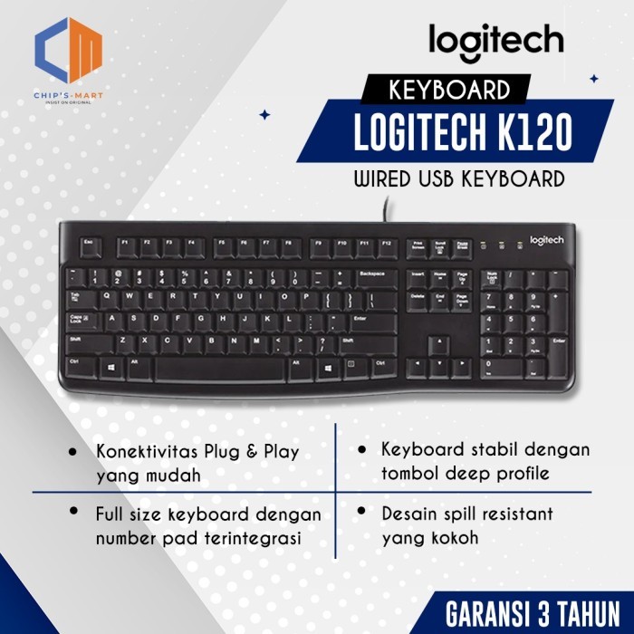 LOGITECH K120 Keyboard USB 100% Original