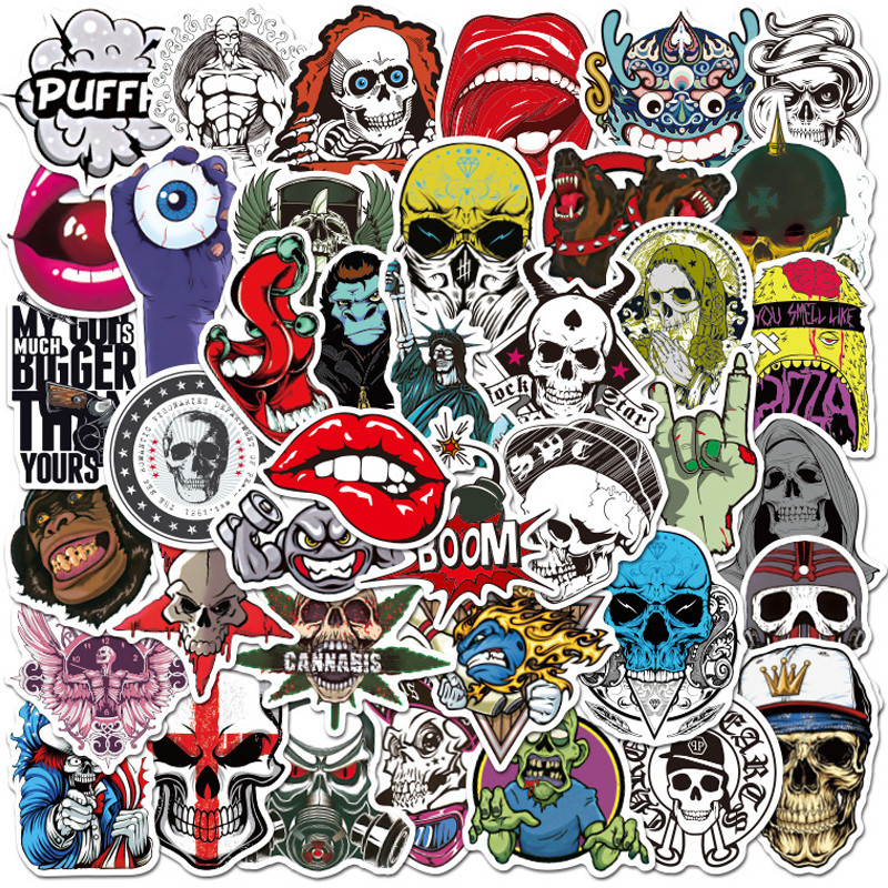 

10/30/50PCS Terror Series Skull Graffiti Stickers Guitar Laptop Skateboard Luggage Phone Bike Waterproof Cool Stickers Kid Toy