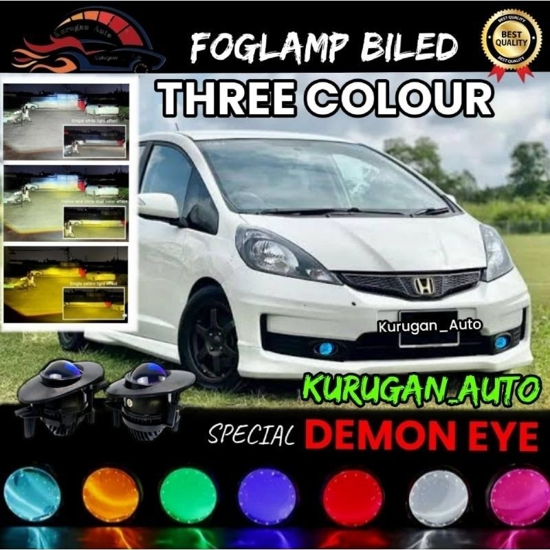 Foglamp Biled oval Honda JAZZ GE8 RS 3 warna Demon Devil eyes lampu led variasi mobil super terang