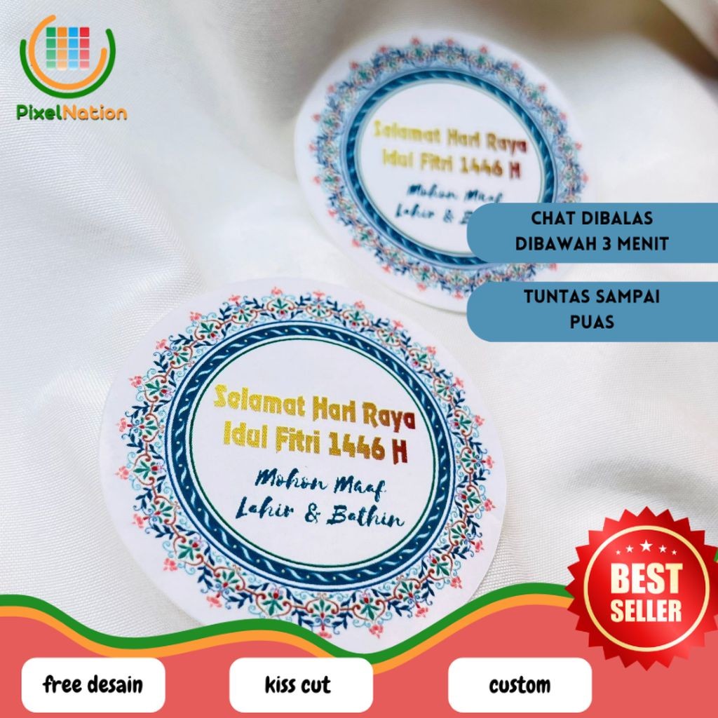 

PiNat Print Cetak Sticker Label Bulat Idul Fitri Stiker Lebaran Toples Label Kue