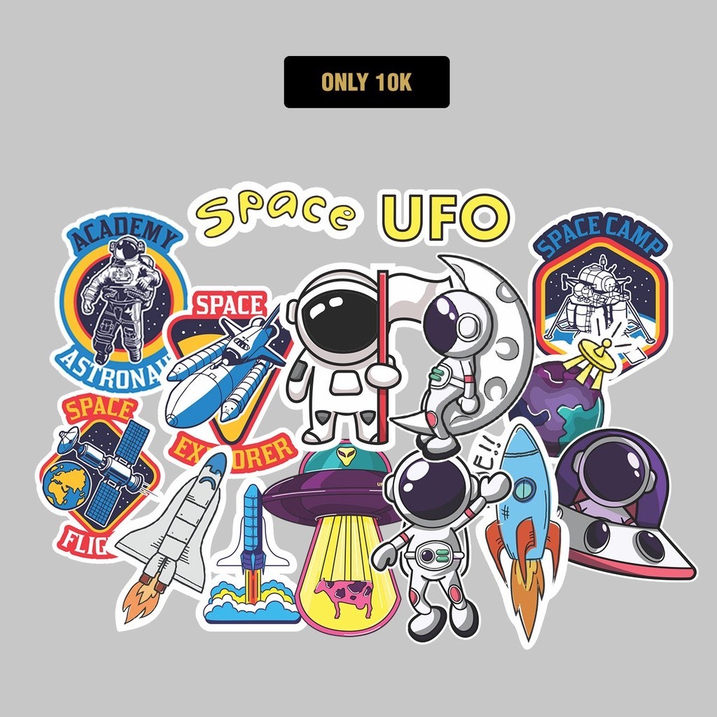 

15pcs STIKER - SPACE UFO - STIKER AESTHETIC LAPTOP, AKSESORIS HP, ANTI AIR, MOTIF,HELM.