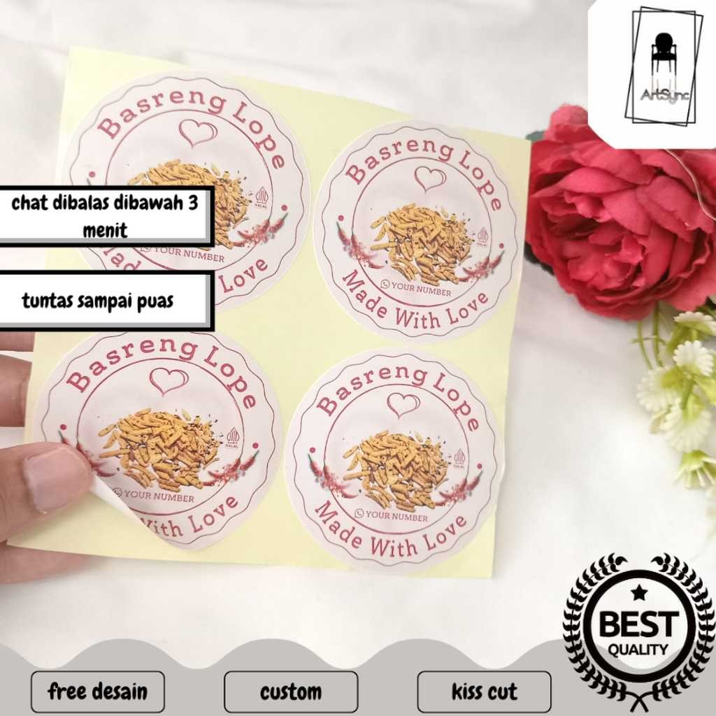 Syncart  Sticker Print Label Makanan Cemilan Basreng Bentuk Bulat Free Desain Stiker Custom Nama