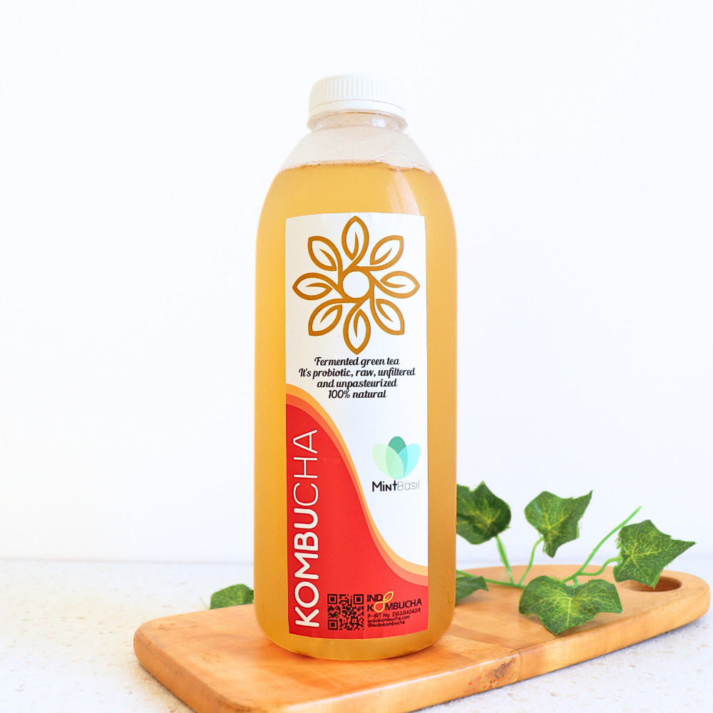 

1L MINT BASIL KOMBUCHA Teh Fermentasi Probiotik - INDOKOMBUCHA