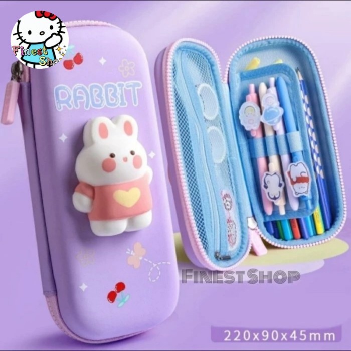 

[New Collection Kids] Tempat Pensil Sanrio Squishy Cinnamoroll Kuromi Melody Kotak Pulpen - Rabbit