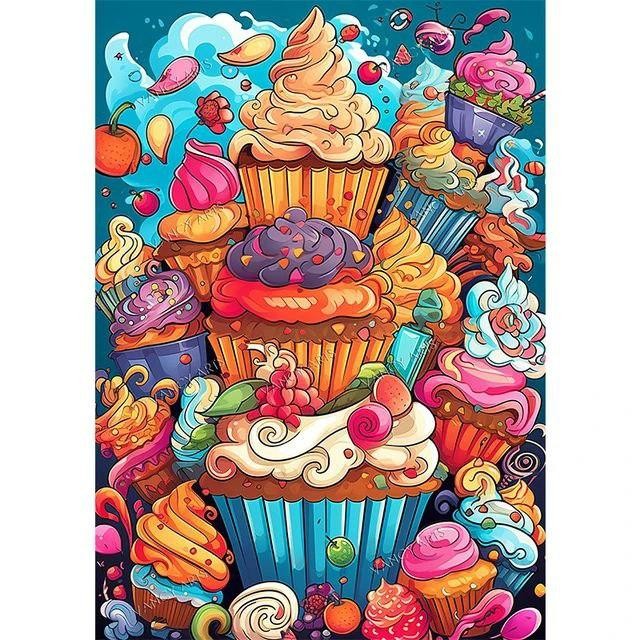 

promo -Diamond Painting Set 5D full drill ROUND Kreatifitas ( 30cm x 40cm )keterampilan dan mainan anak - Cupcake