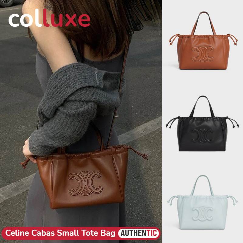 Baru Tas Serut Celine Kecil 22cm CABAS TRIOMPHE dari kulit sapi halus Tas Serut Celine 111013