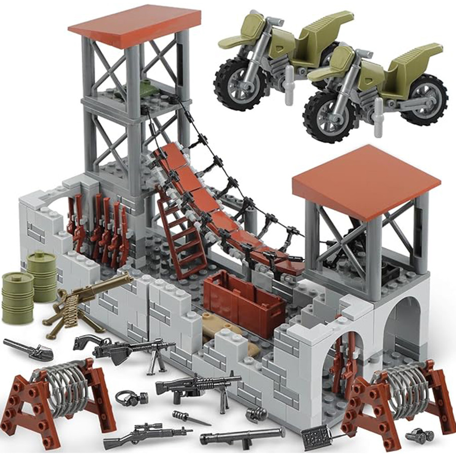 Upgraded Military Base Building Block Sets WW2 Army Models Mini Army Supplies Guns Kids Toys Boys To