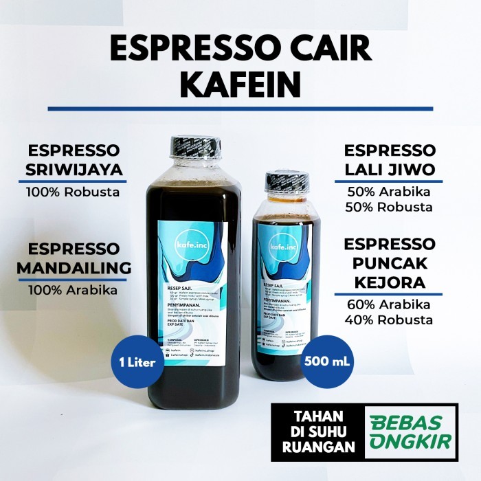 

Konsentrat Kopi Espresso Cair Kafein - 500 mL, Lali Jiwo