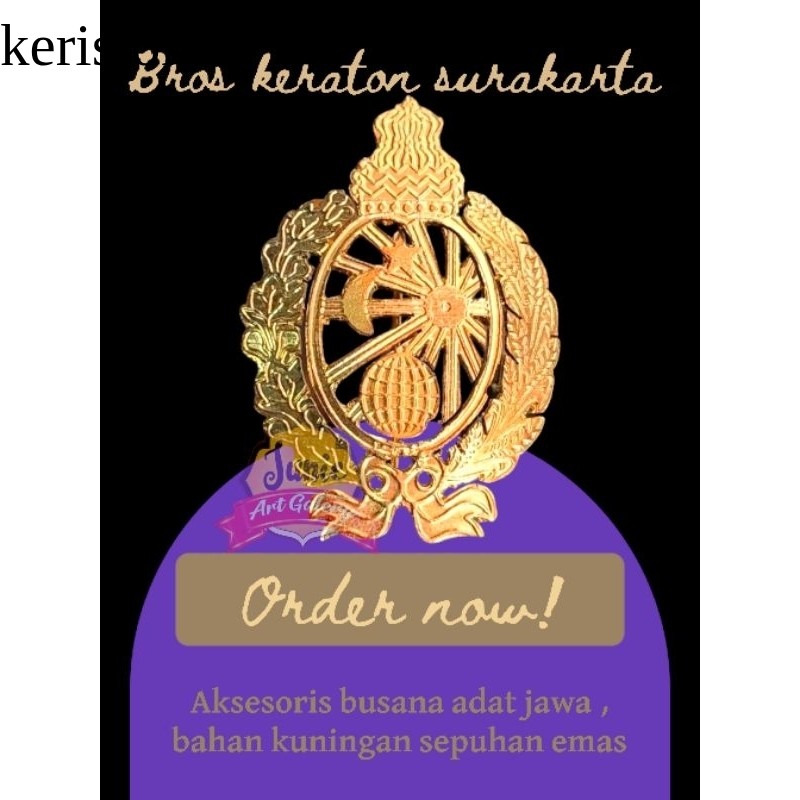 Pin Bros Beskap Logo Keraton Kasunana Surakarta Solo Sepuh Emas Asli Premium KL17