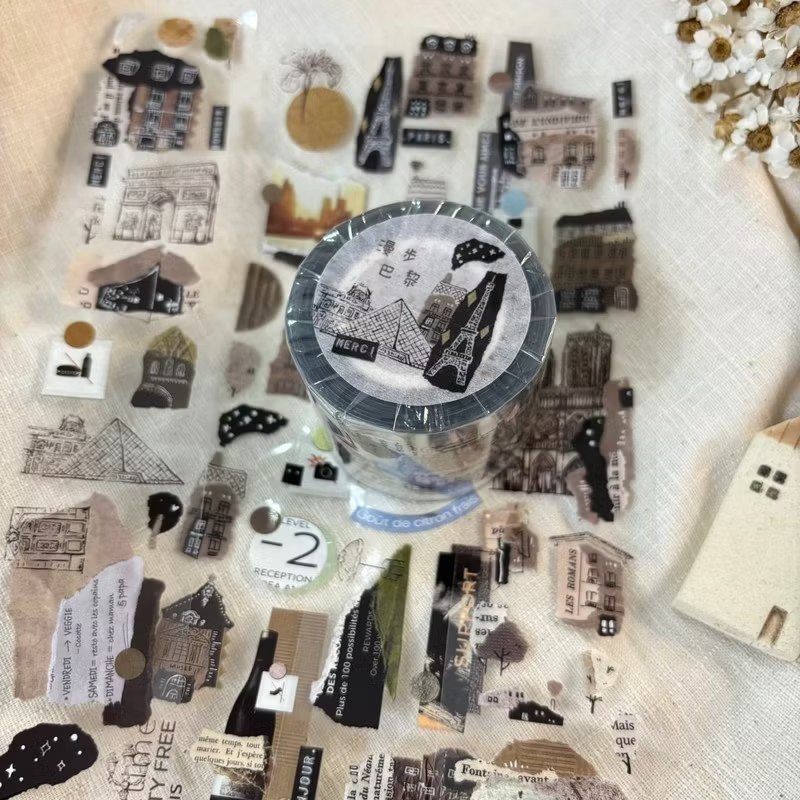 

A Great Idea Studio Vintage Walking In Paris Washi PET Tape for Plan Card Making DIY Scrapbooking Decorative Sticker