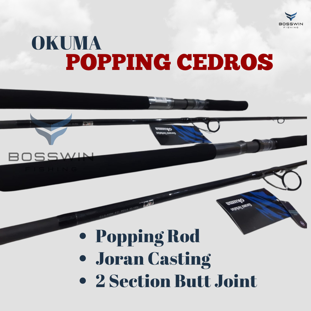 Rod Joran Spinning Popping Okuma Cedros Spin CJ S Butt Joint 2 Section Free Packing Pipa Paralon/PVC