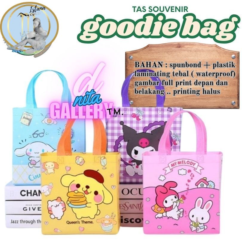 

Goodie Bag Tas Souver Kado anak ulang tahun MOTIF SANRIO CINNAMOROLL KUROMI MELODY DIY produk