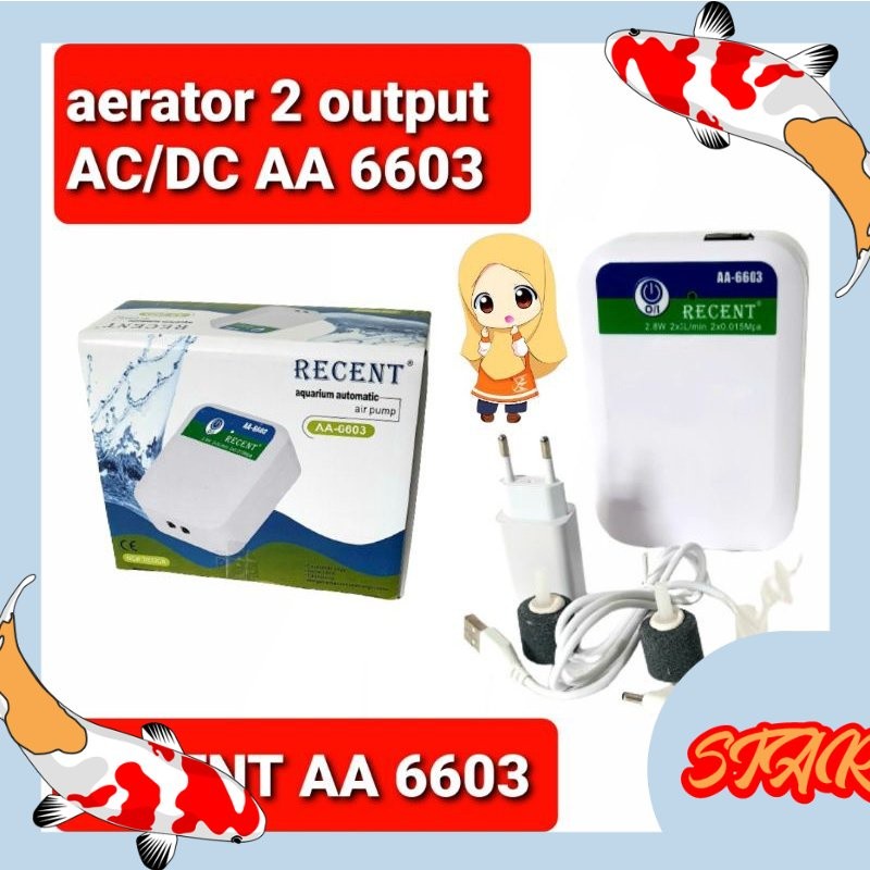 aerator AC DC 2 output recent AA 6603 pompa udara AC DC