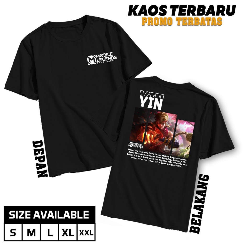 DIMENSI KAOS - Kaos Mobile Legends MLBB - YIN - Kaos Mobile Legends / All Role - Kaos Tshirt Baju Di