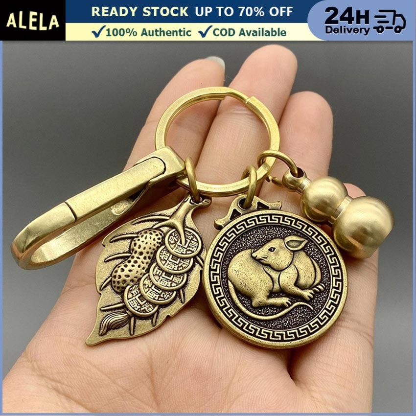 Gantungan Kunci Keychain Keberuntungan Rejeki Kuningan Koin Hulu Shio Macan Naga Kuda Kelinci Ayam