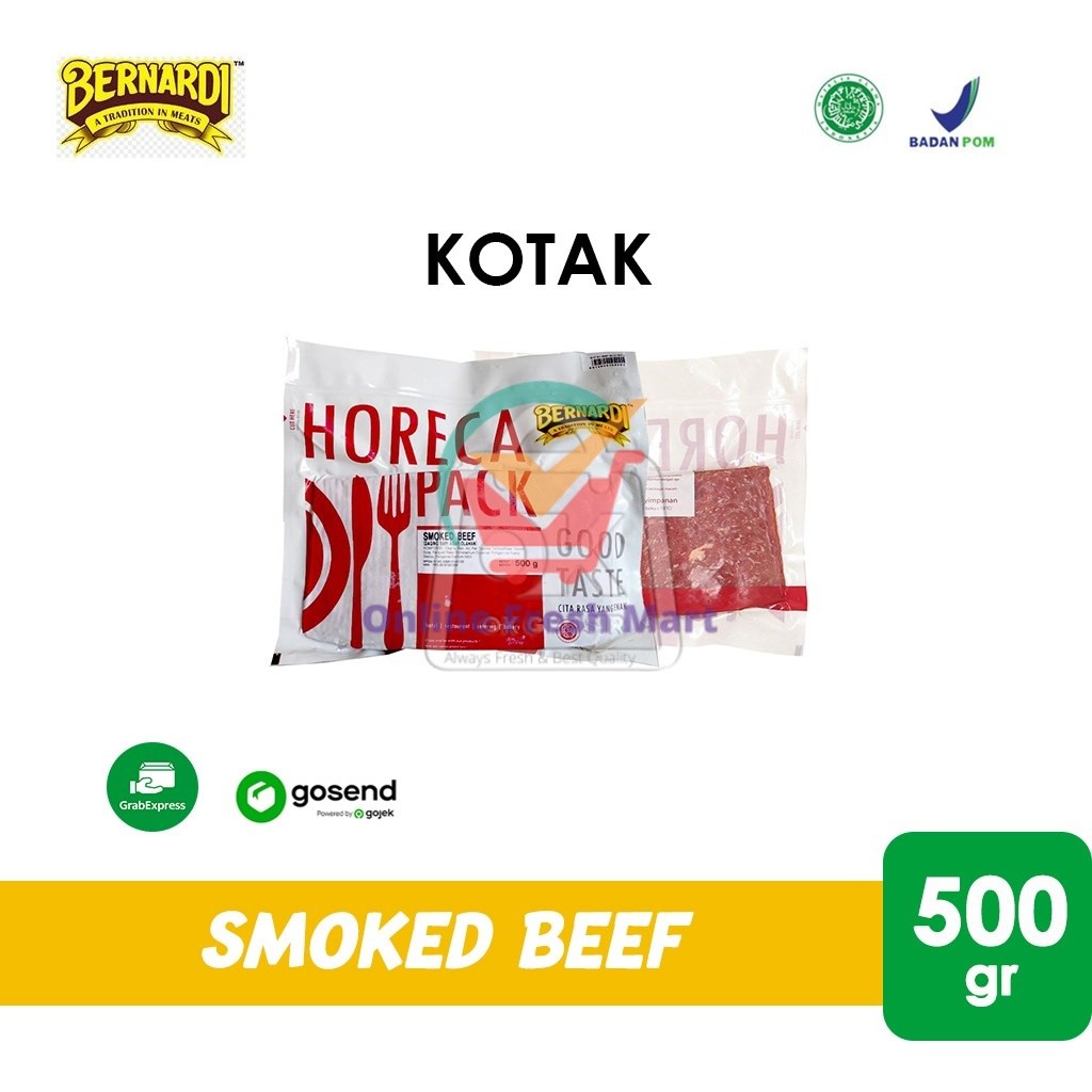 

Bernardi Horeca Smoked Beef KOTAK Daging Sapi Asap 500 gr (KHUSUS GOSEND) - Online Fresh Mart Denpasar