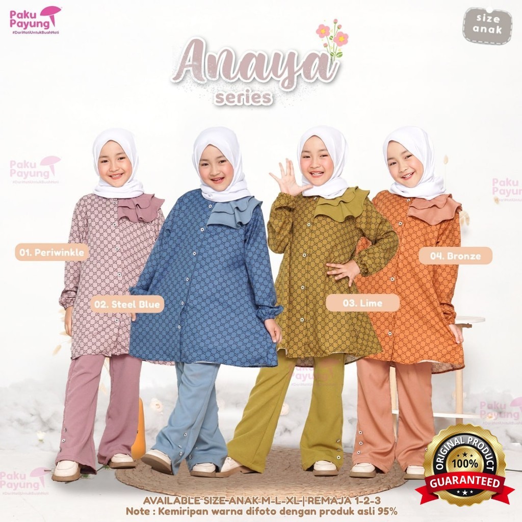 SabilaMall - Set Tunik Anaya Atasan dan Celana Anak Anak by Paku Payung