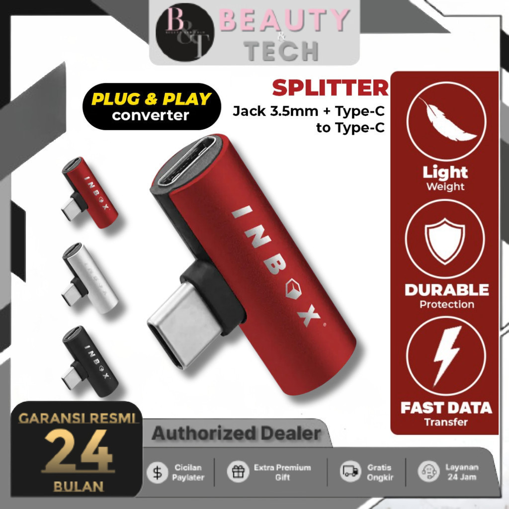 Splitter Speed Inbox TypeC 2in1 Audio Jack 3,5mm Konektor dan Charging Type C Android Murah