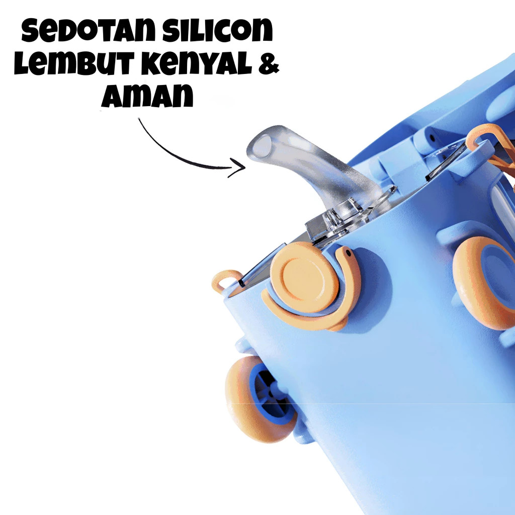 Botol Minum Anak Sekolah Tempat Air Minum Perempuan Laki-laki BUS MOBIL Karakter Lucu Sedotan Tali