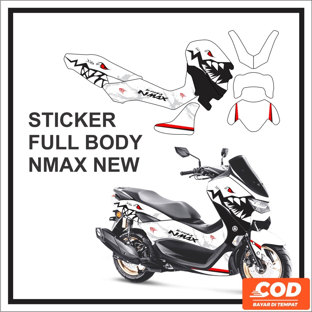Stiker Motor YAMAHA NMAX NEW Full Body Sticker Decal NMAX Baru Motif HIU Keren Waterproof Bisa COD