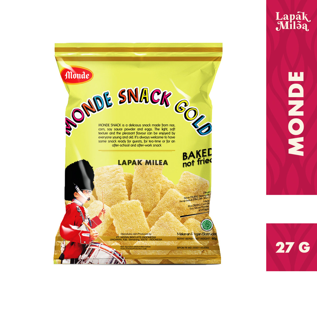 

Snack Monde Gold Baked not Fried Terbuat Dari Beras dan Jagung 27gr