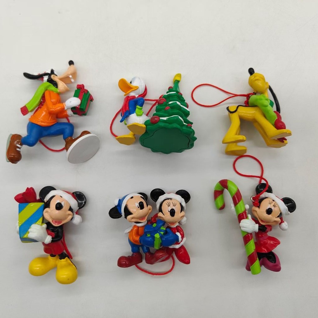

Disney Mickey Mouse ristmas Tree Pendant Action Figures 6pcs Cartoon Classic Toy Model Doll Home Decor Accessories Gifts
