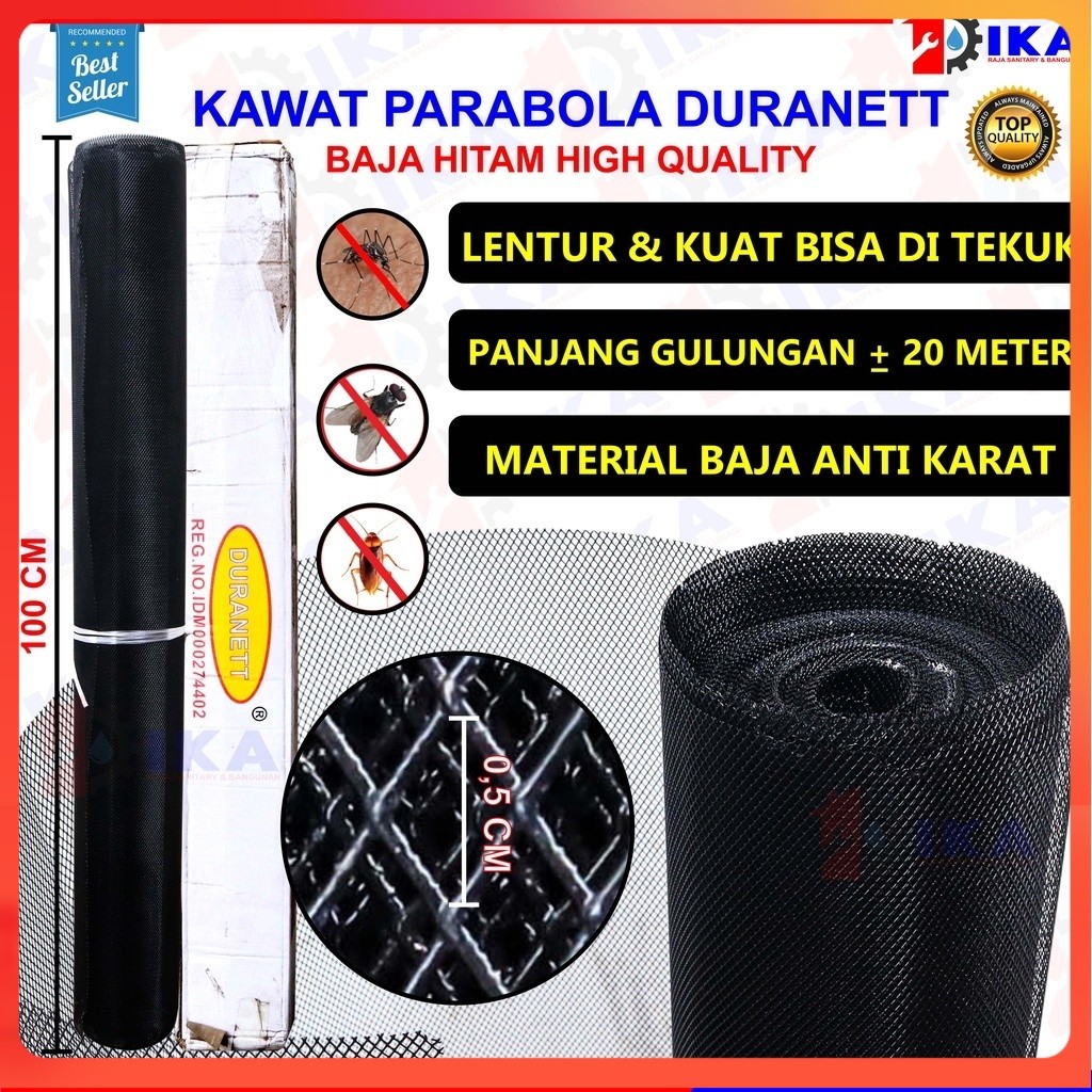 Kawat Nyamuk Parabola Aluminium DURANET TEBAL 1  ROLL 20 METER KURANG LEBIH - + Kawat Nyamuk Baja Du