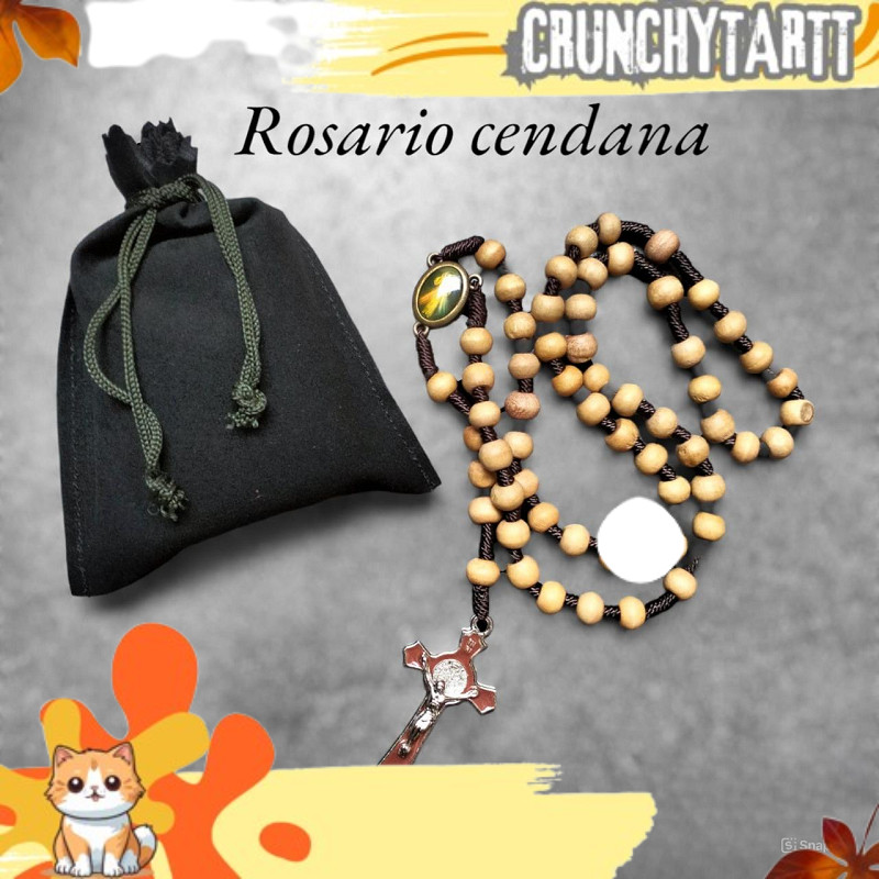 READYYY Rosario Cendana Kayu 8mm Katolik Kalung Salib Pria Wanita Tali PRPT